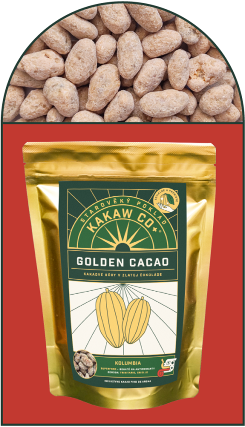 Golden crunchy cacao - kakaové boby v křupavé poleve zo zlaté čokolády